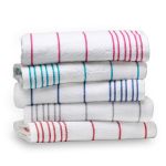 Sanibel Collection Pool Towel, 95% Cotton / 5% Polyester, 30x60,13.0 lbs/dz, White/Pink Stripes